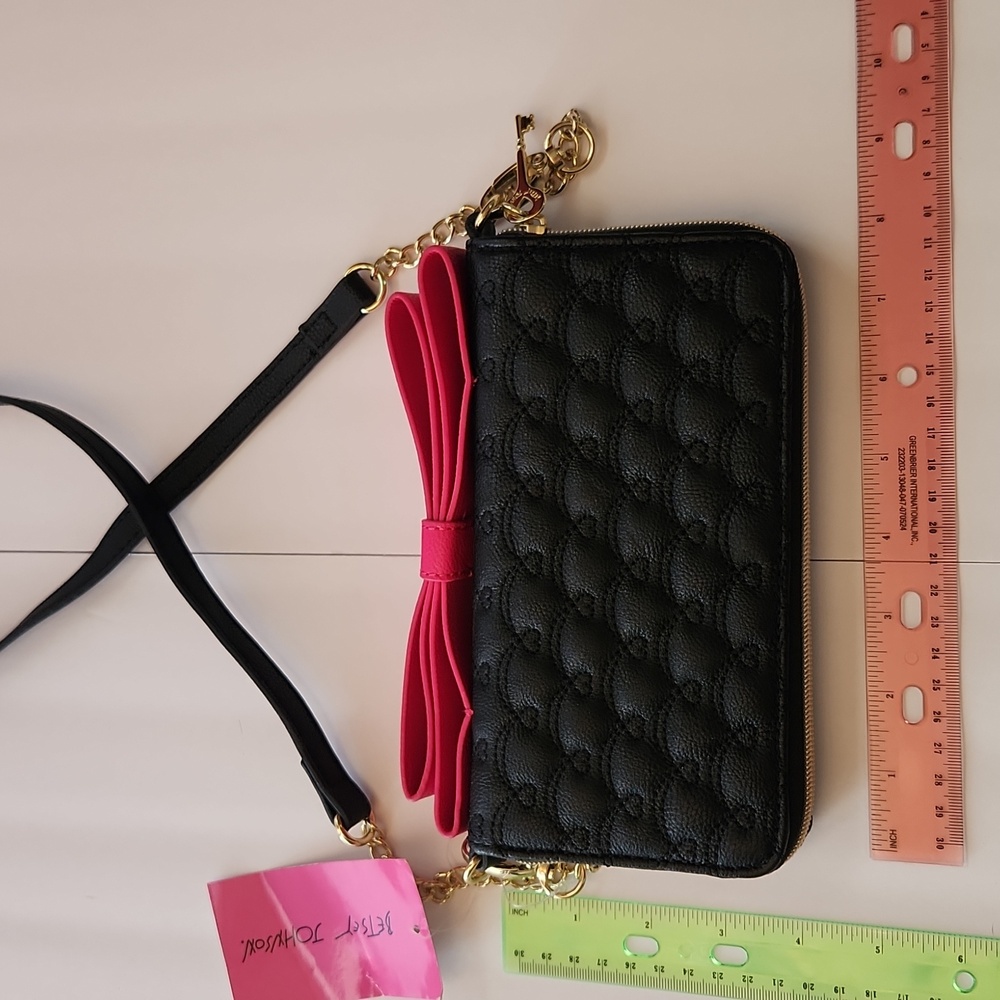 NWT Betsey Johnson Black and Red Quilted Crossbody Bag - Picture 10 of 10